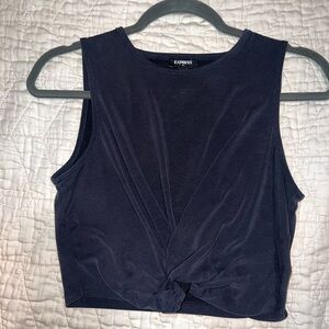 Express Women's Navy Twist-Front Top